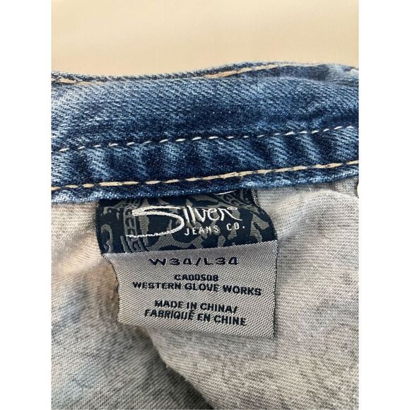 Silver Zac Jeans Distressed Destroyed Buckle Straight Preppy Embroidered Ripped - Picture 7 of 8